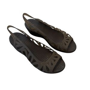 Crocs Adrina III Slip On Wedge Shoes Size 8 Womens Dark  Khaki Waterproof